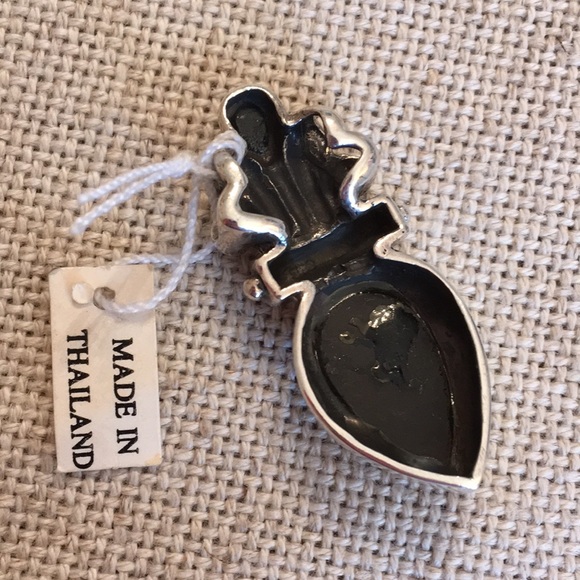 Sterling Silver Black Tear Drop Enhancer Pendant - Picture 4 of 11